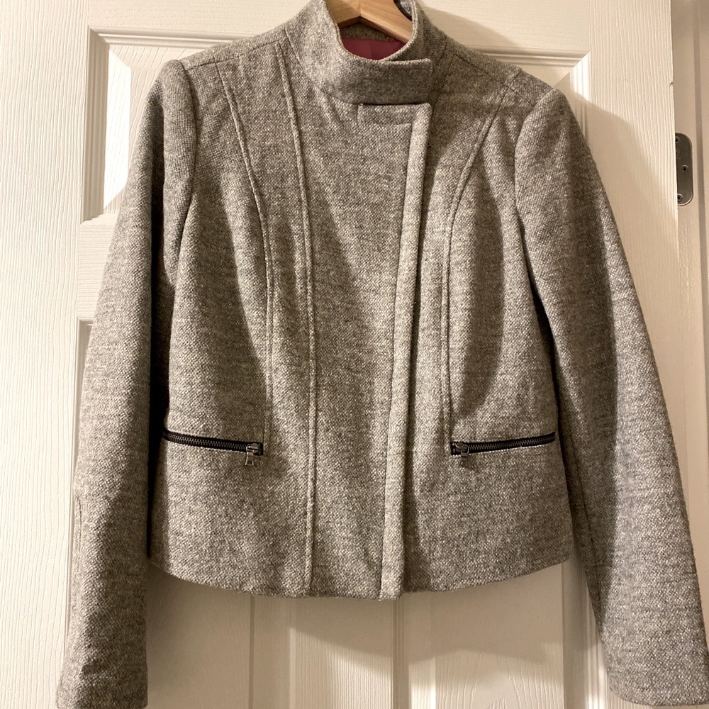 Grey wool Gap moto jacket